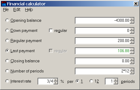 Numbers financial calculator